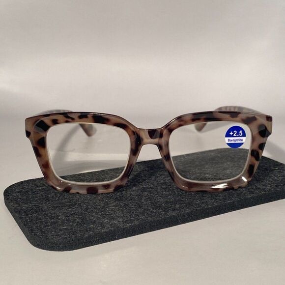 1096 Claudia 2.5 Black Pink Tortoise Reading Glasses Square Concave Readers N… - Picture 2 of 9